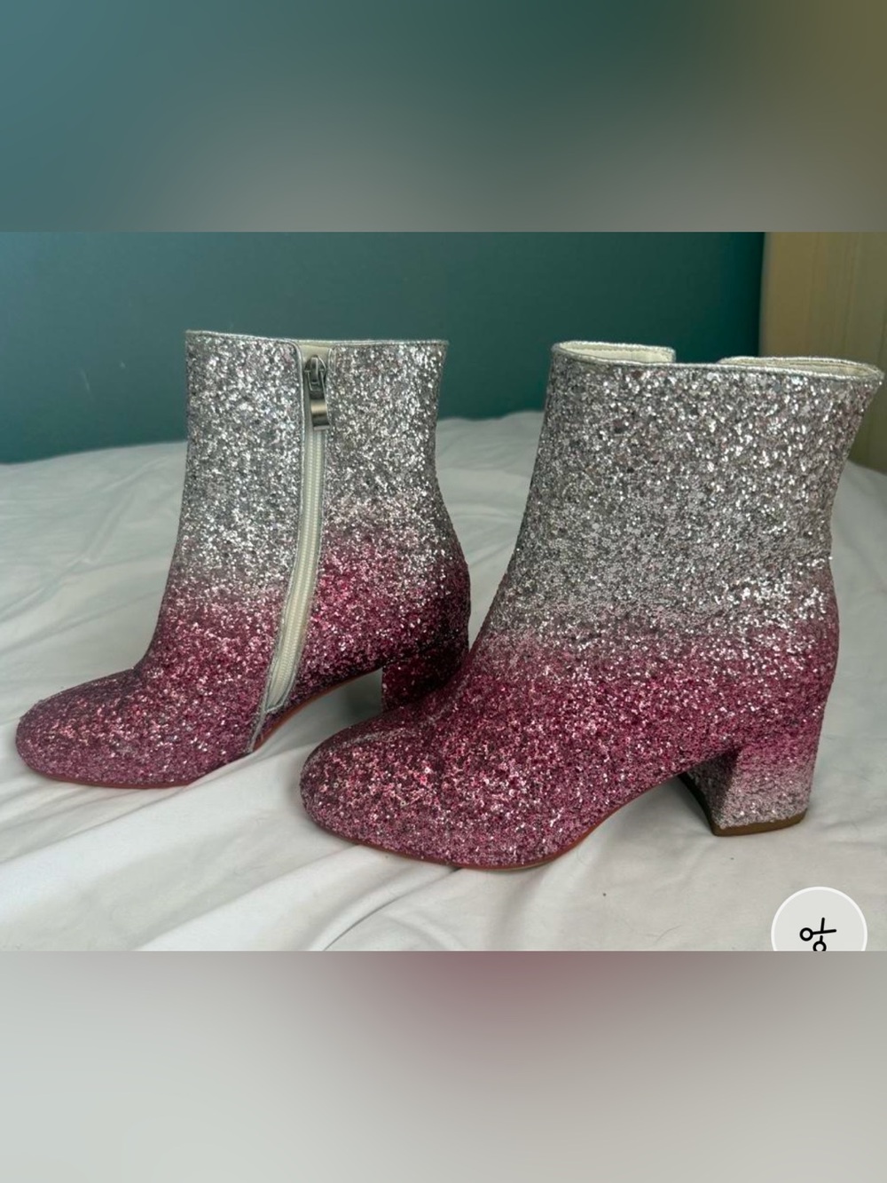 Glitter Ombre Ankle Boots - Silver to Pink